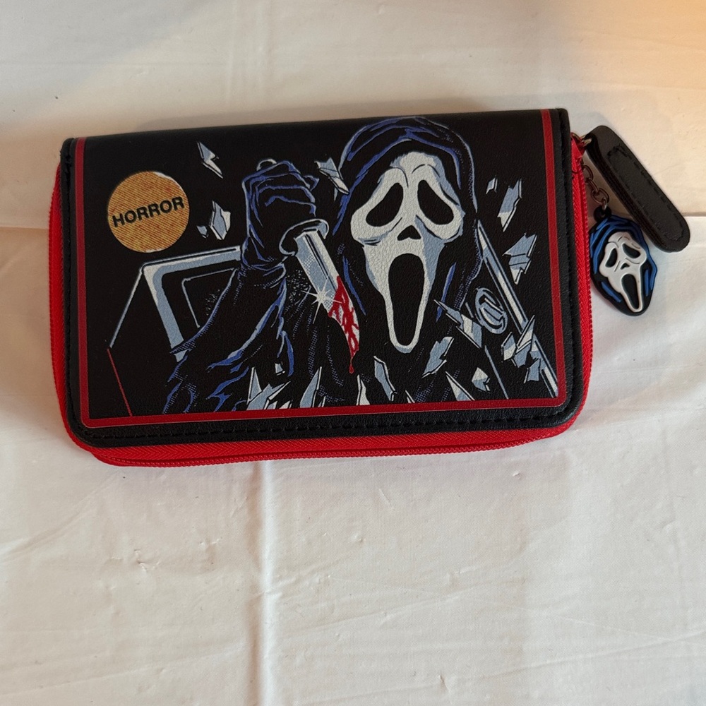 Horror Mask Zip Wallet - Red and Black